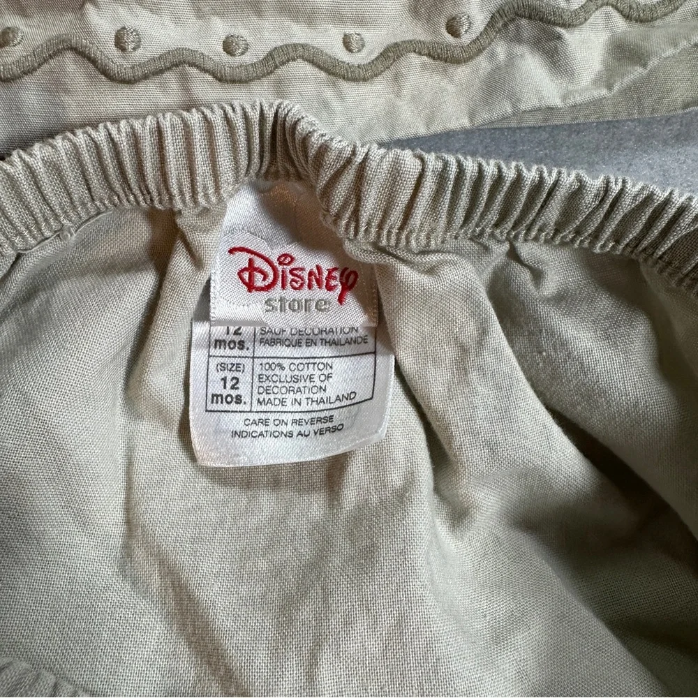 Vintage‎ Disney Winnie the Pooh Baby Dress Bloomer Set 12 Months Khaki Safari